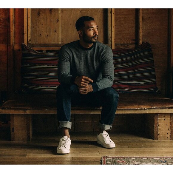 Taylor Stitch Wool Everett Sweater NAVY Birdseye Soft Rib Mens Sz 44 XL $178 - Picture 6 of 11